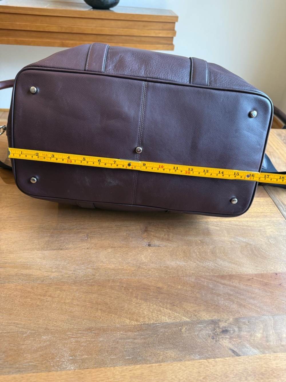 Coach Men's Leather Duffel Bag in Dark Maroon with Removable Strap - Picture 7 of 11